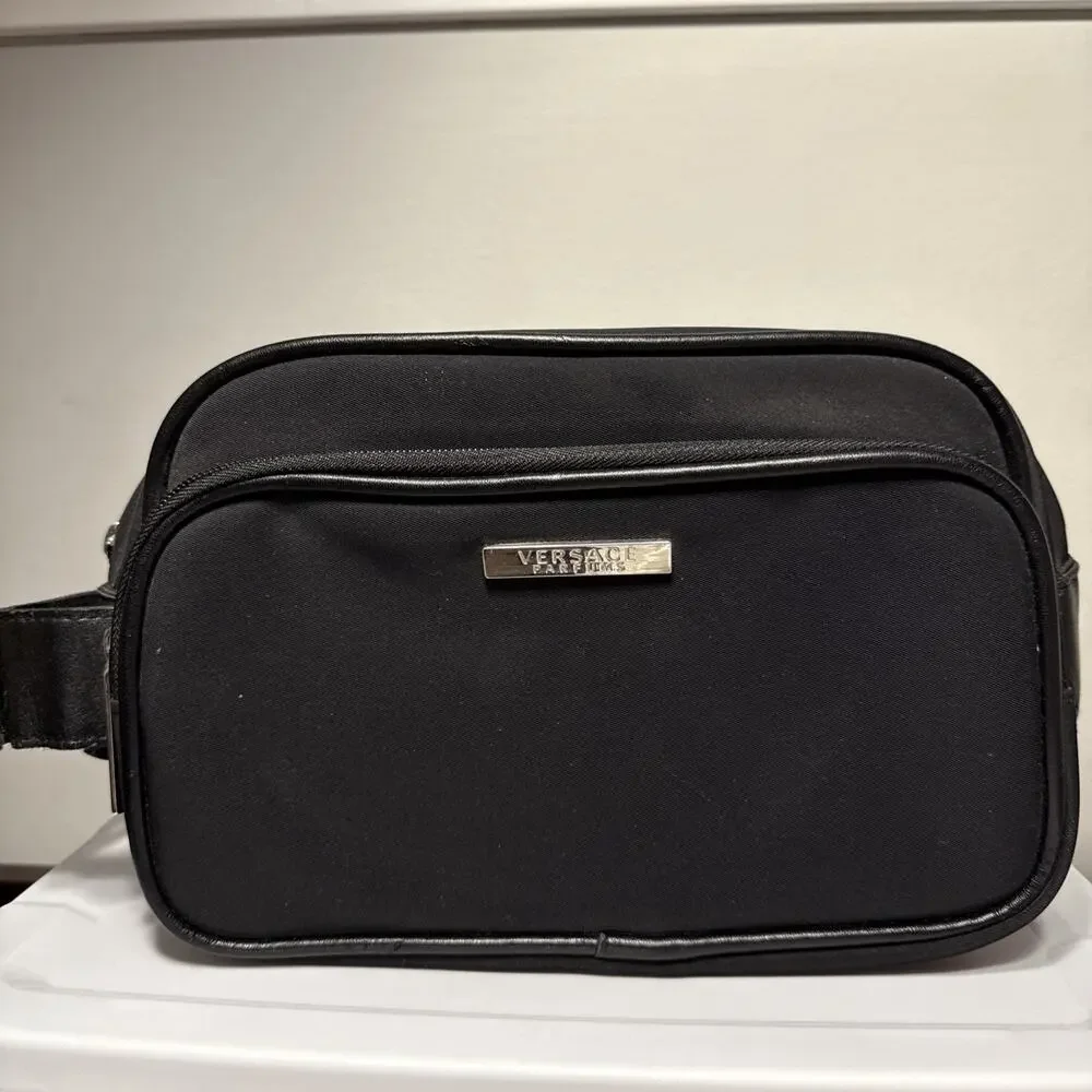 Versace Parfums Black Cosmetic Toiletry Travel Bag Pouch 11